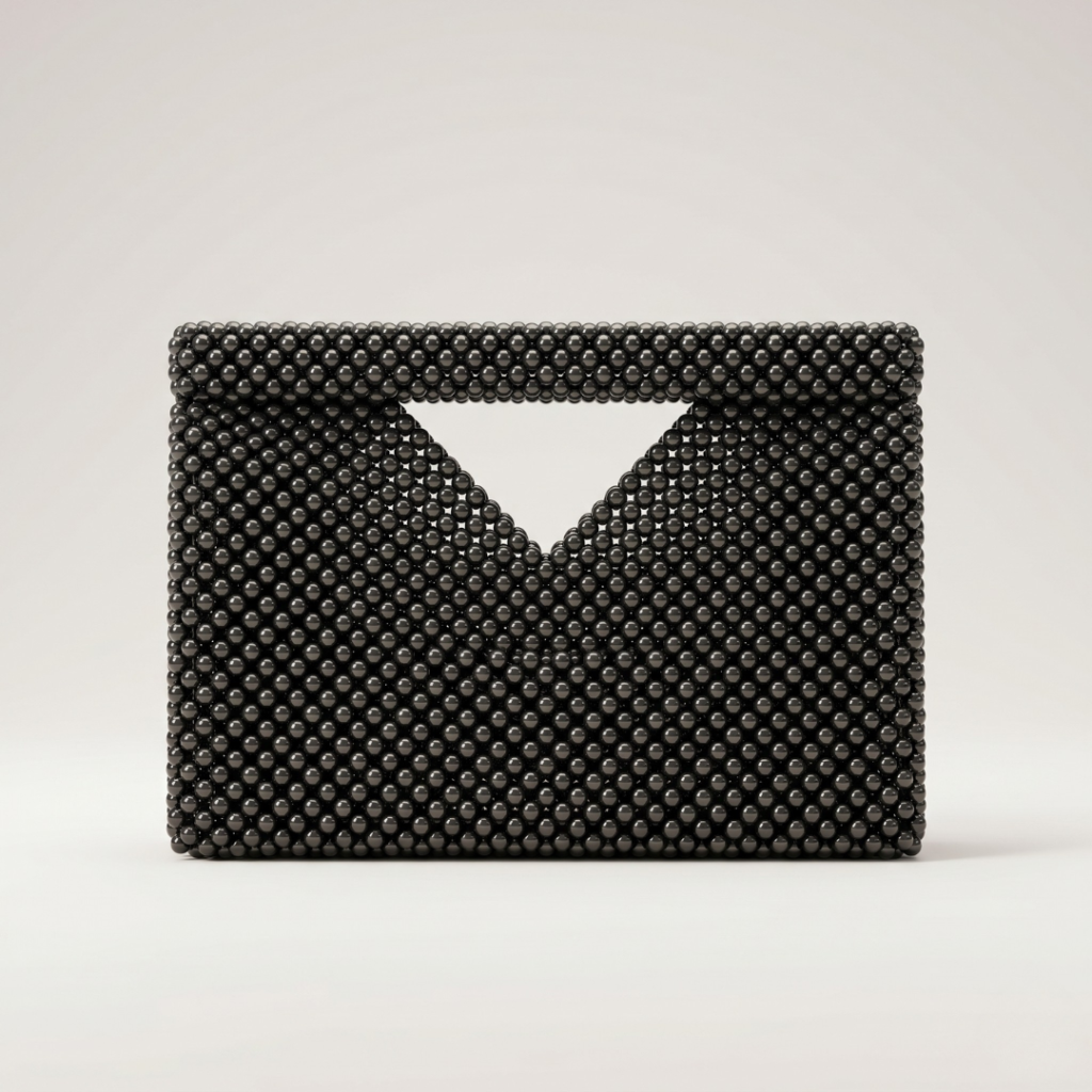 Bella Crystelle Luxury Black Magnetic Bead Clutch Bag for Women