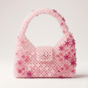 Bella Crystelle Pink Blossom Pearl Handbag – Luxury Floral Evening Bag