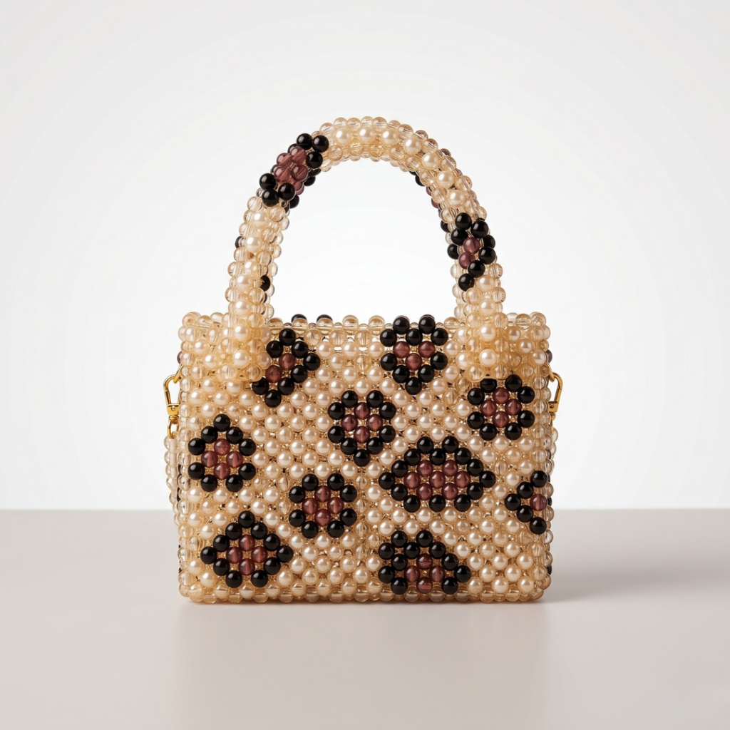 Bella Crystelle Floral Pearl Beaded Handbag – Luxury Blossom Tote