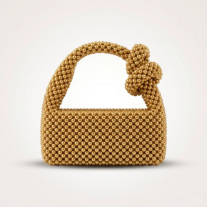 Bella Crystelle Golden Knot Beaded Handbag – Luxury Statement Purse