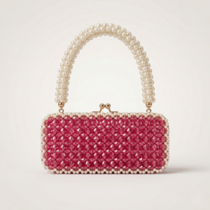 Bella Crystelle Rose Pearl Crystal Clutch – Luxury Evening Purse