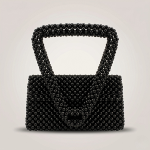 Bella Crystelle Midnight Noir Beaded Tote – Classic Black Handbag