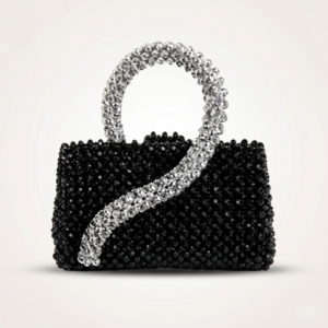 Bella Crystelle Crystal Eclipse Evening Bag – Black & Silver Luxe Handbag