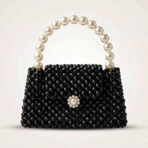 Bella Crystelle Midnight Pearl Beaded Handbag – Luxury Black Evening Bag
