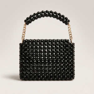 Bella Crystelle Noir Crystal Mini Tote – Black Beaded Evening Handbag