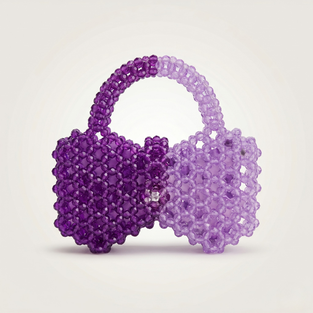 Bella Crystelle Amethyst Duo Crystal Bag – Two-Tone Purple Beaded Handbag