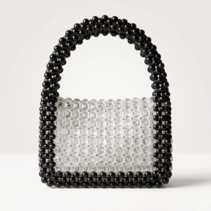 Bella Crystelle Monochrome Crystal Tote – Black & Clear Beaded Handbag