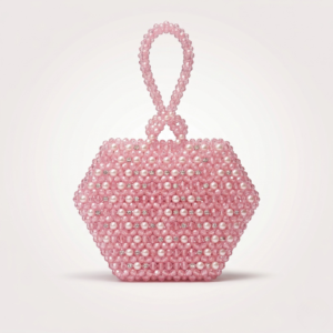 Bella Crystelle Blush Pearl Evening Bag – Pink Beaded Occasion Handbag