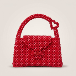 ella Crystelle Ruby Bow Beaded Handbag – Luxury Red Statement Purse