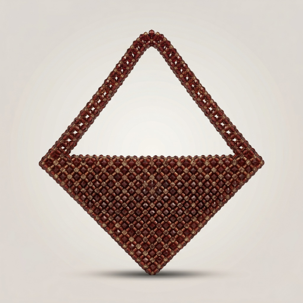 Bella Crystelle Burgundy Diamond Beaded Handbag – Luxury Geometric Purse