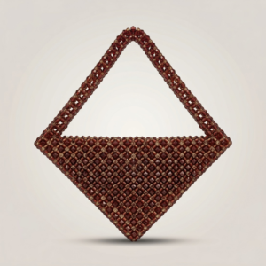 Bella Crystelle Burgundy Diamond Beaded Handbag – Luxury Geometric Purse