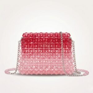 Bella Crystelle Rosé Ombre Crystal Crossbody – Gradient Pink Beaded Bag