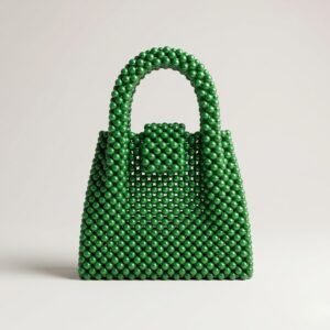Bella Crystelle Emerald Pearl Mini Tote – Green Beaded Statement Handbag