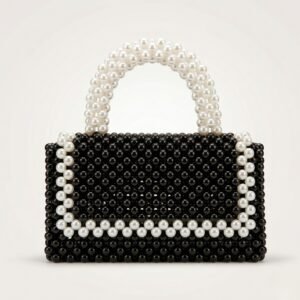 Bella Crystelle Noir Pearl Grace Handbag – Black & Pearl Beaded Evening Bag