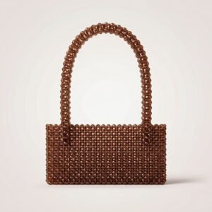 Bella Crystelle Cocoa Crystal Tote – Brown Beaded Top Handle Bag