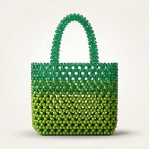 Bella Crystelle Emerald Ombre Tote Bag – Green Beaded Handcrafted Handbag