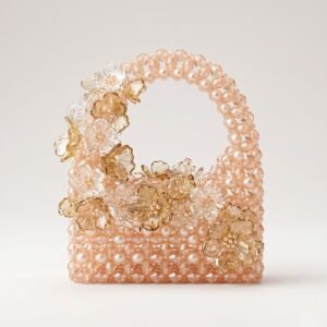 Bella Crystelle Blush Garden Bloom Bag – Floral Embellished Beaded Handbag